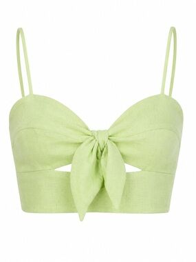 NWT MIGUELINA LINEN SQUARE NECK LIGHT GREEN CROPPED TOP